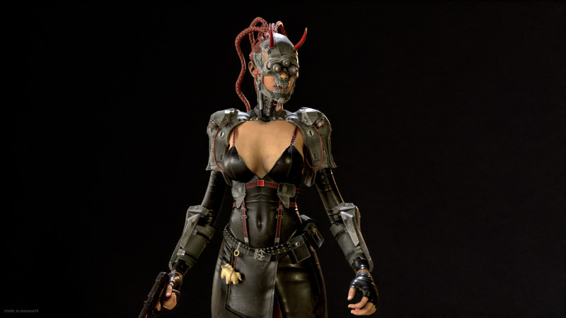 CyberPunkGirl 3D 模型 .c4d .max .obj .3ds .fbx .stl .blend
