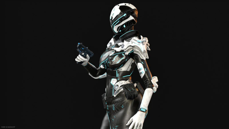 SciFiCopGirl 3D Model .c4d .max .obj .3ds .fbx .stl .blend 