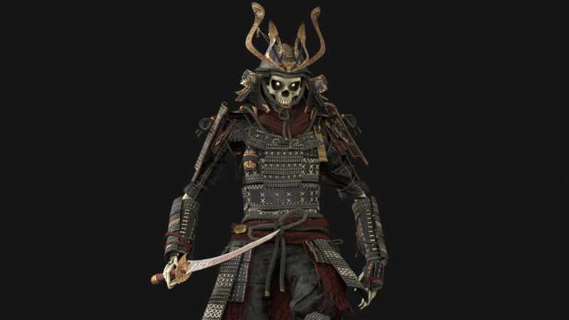 Skeleton Samurai 3D Model .c4d .max .obj .3ds .fbx .stl .blend