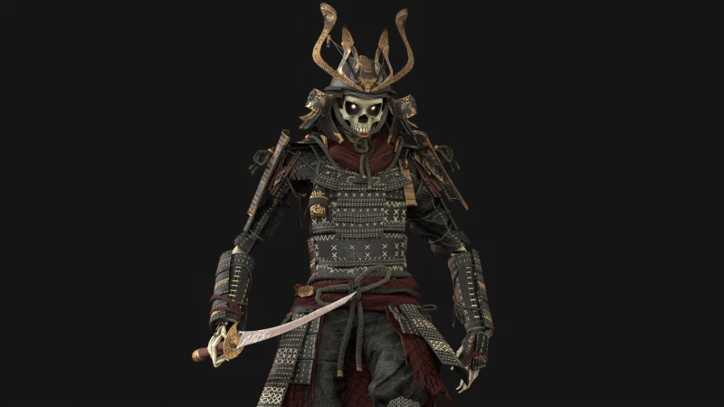Scheletro Samurai Modello 3D .c4d .max .obj .3ds .fbx .stl .blend 
