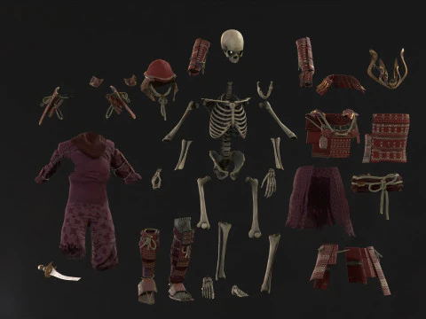 Scheletro Samurai Modello 3D