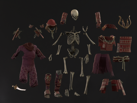 Skeleton Samurai Modelo 3D