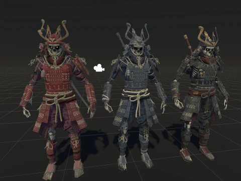 Scheletro Samurai Modello 3D