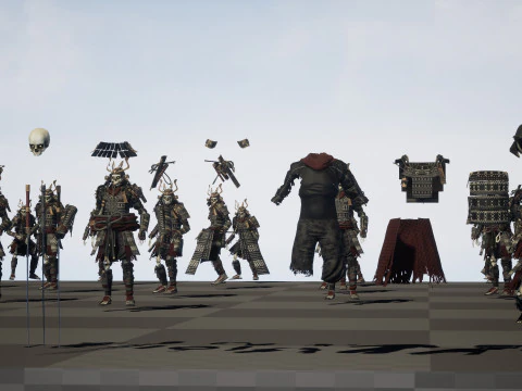 Scheletro Samurai Modello 3D