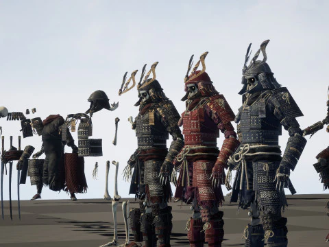 Scheletro Samurai Modello 3D