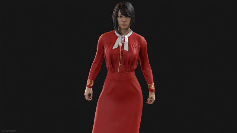 Asian Office girl 3D Модель .c4d .max .obj .3ds .fbx .stl .blend