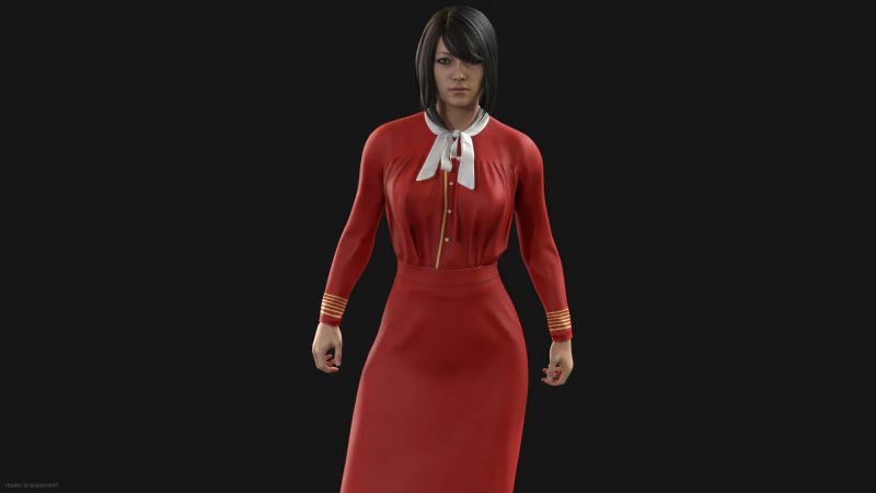 Asian Office girl 3D Model .c4d .max .obj .3ds .fbx .stl .blend 