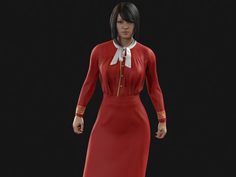 Asian Office girl 3D Модель