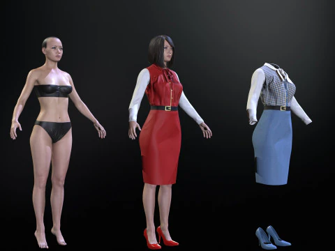 Asian Office girl 3D Model