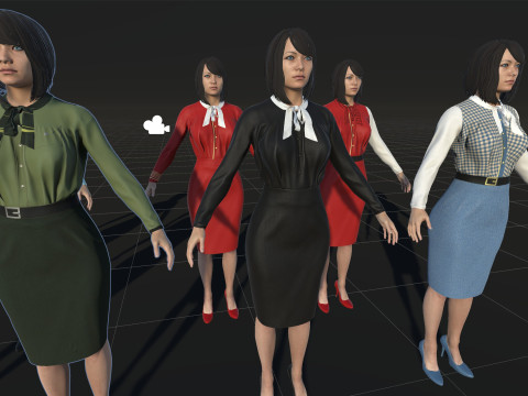 Asian Office girl 3D Модель