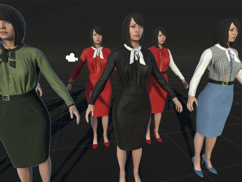 Asian Office girl 3D Model