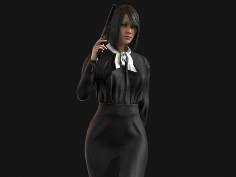 Asian Office girl 3D Модель