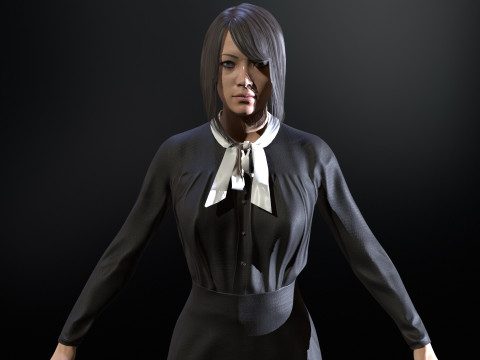 Asian Office girl 3D Модель