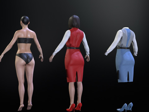 Asian Office girl 3D Модель