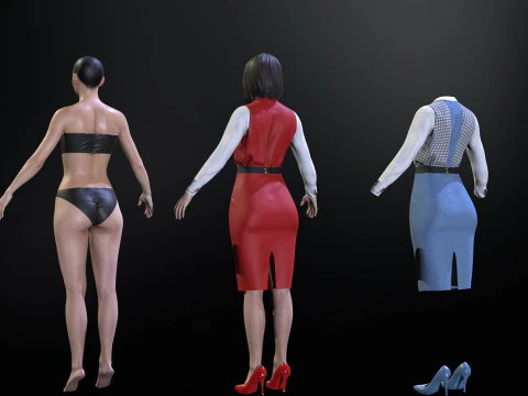 Asian Office girl 3D Model