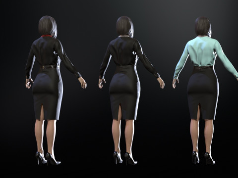 Asian Office girl 3D Модель