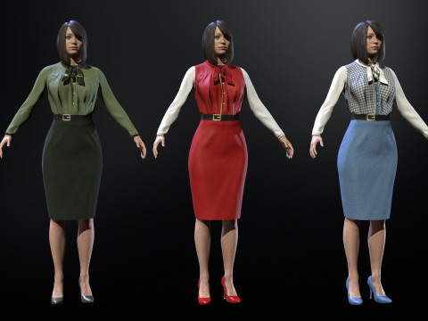 Asian Office girl 3D Модель