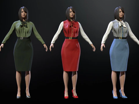 Asian Office girl 3D Model