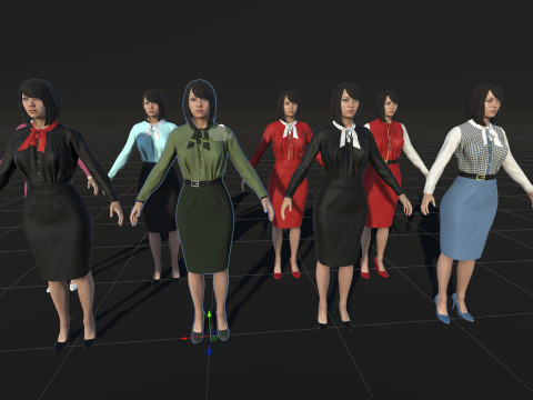 Asian Office girl 3D Модель