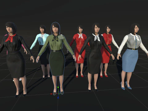 Asian Office girl 3D Model