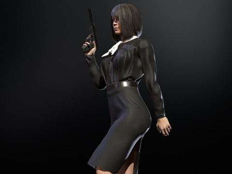 Asian Office girl 3D Модель