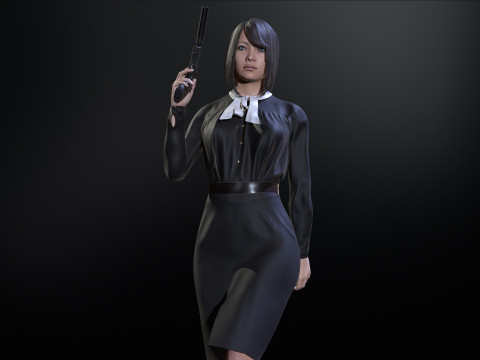 Asian Office girl 3D Модель
