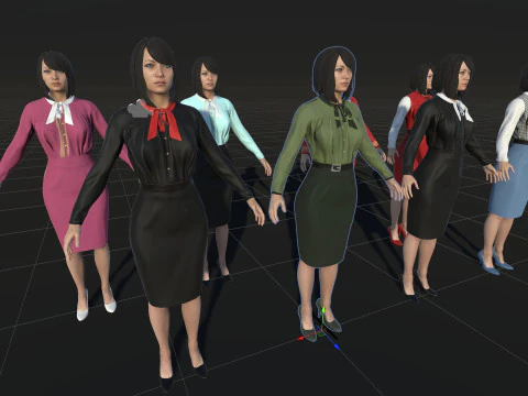 Asian Office girl 3D Model