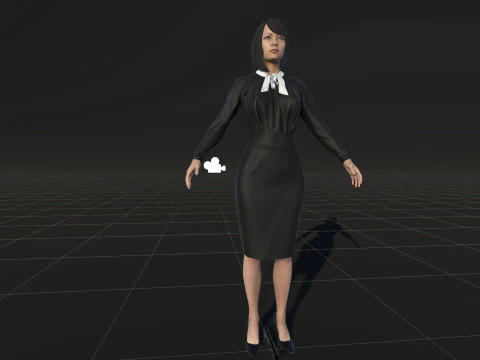 Asian Office girl 3D Model
