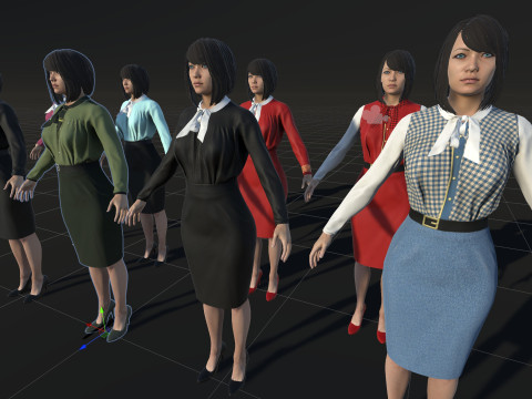 Asian Office girl 3D Модель