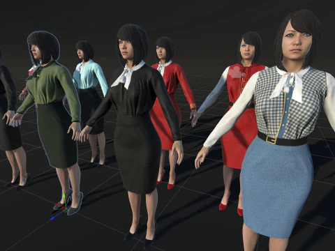 Asian Office girl 3D Model
