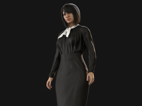 Asian Office girl 3D Модель