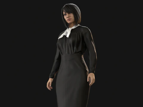 Asian Office girl 3D Model