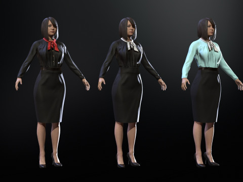 Asian Office girl 3D Модель