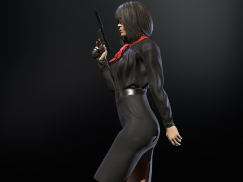Asian Office girl 3D Модель