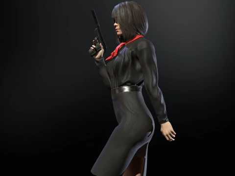 Asian Office girl 3D Model