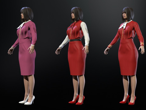 Asian Office girl 3D Модель