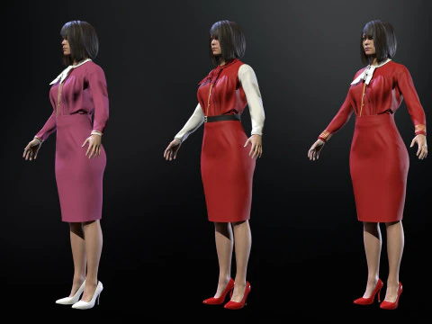 Asian Office girl 3D Model