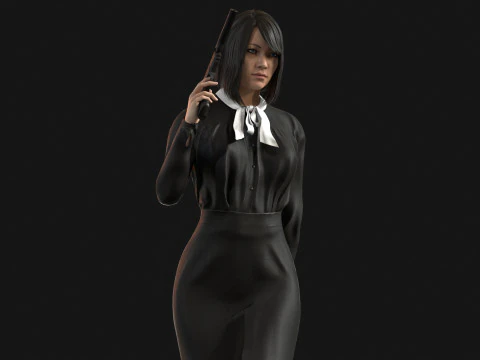 Asian Office girl 3D Model