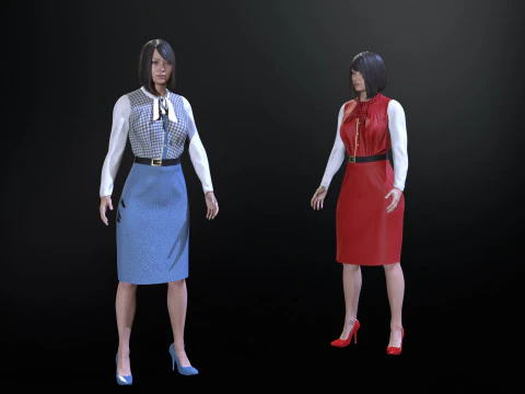 Asian Office girl 3D Model
