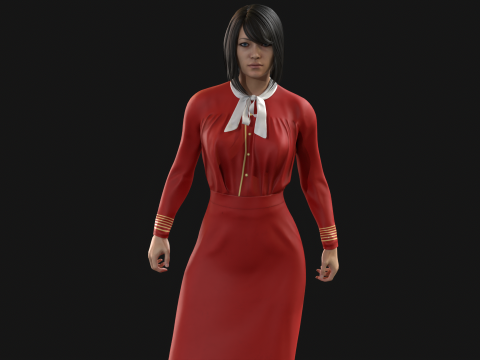 Asian Office girl 3D Модель