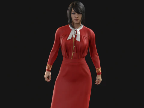 Asian Office girl 3D Model