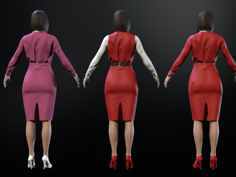 Asian Office girl 3D Модель