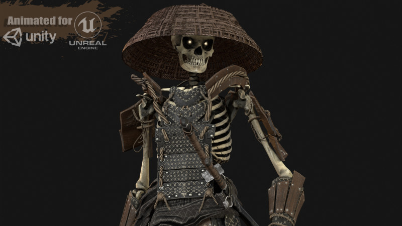 SkeletonSamurai2 3D Model .c4d .max .obj .3ds .fbx .stl .blend 
