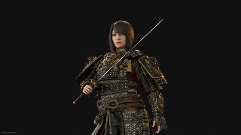 Samurai Girl2 3D Model .c4d .max .obj .3ds .fbx .stl .blend
