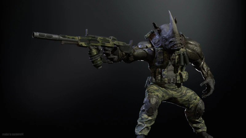 Rhino Military 3D Model .c4d .max .obj .3ds .fbx .stl .blend 
