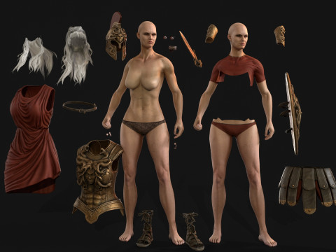 Gadis Prajurit Mitos Model 3D