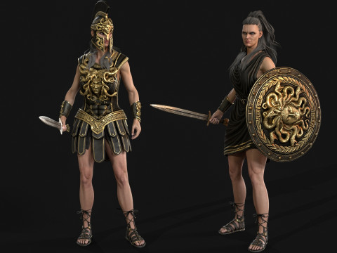 Gadis Prajurit Mitos Model 3D