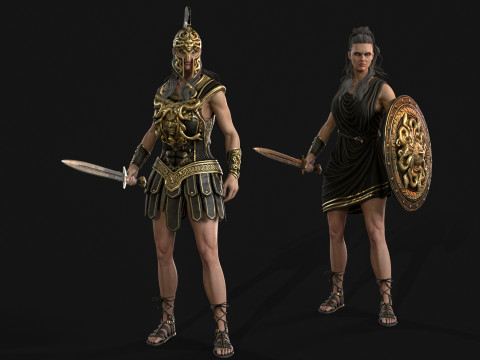 Gadis Prajurit Mitos Model 3D