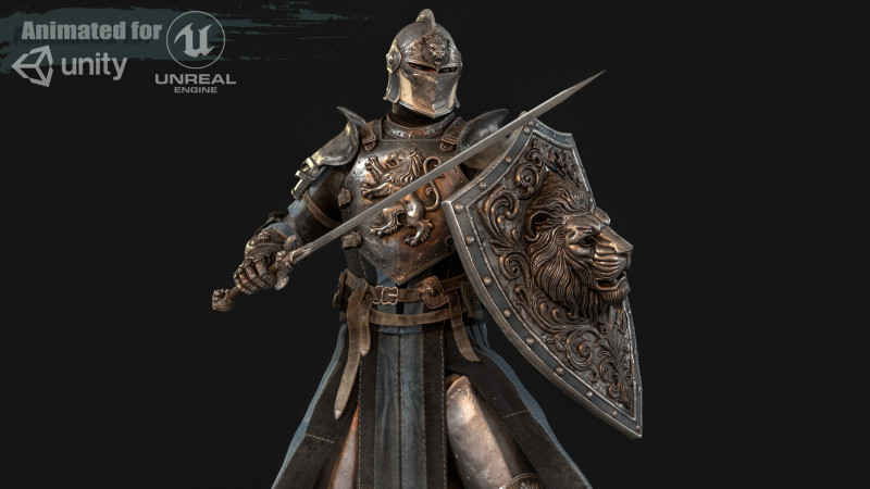 Knight Lion 3D Model .c4d .max .obj .3ds .fbx .stl .blend 