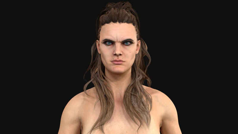 1BarbarianGirlHair 3D Model .c4d .max .obj .3ds .fbx .stl .blend